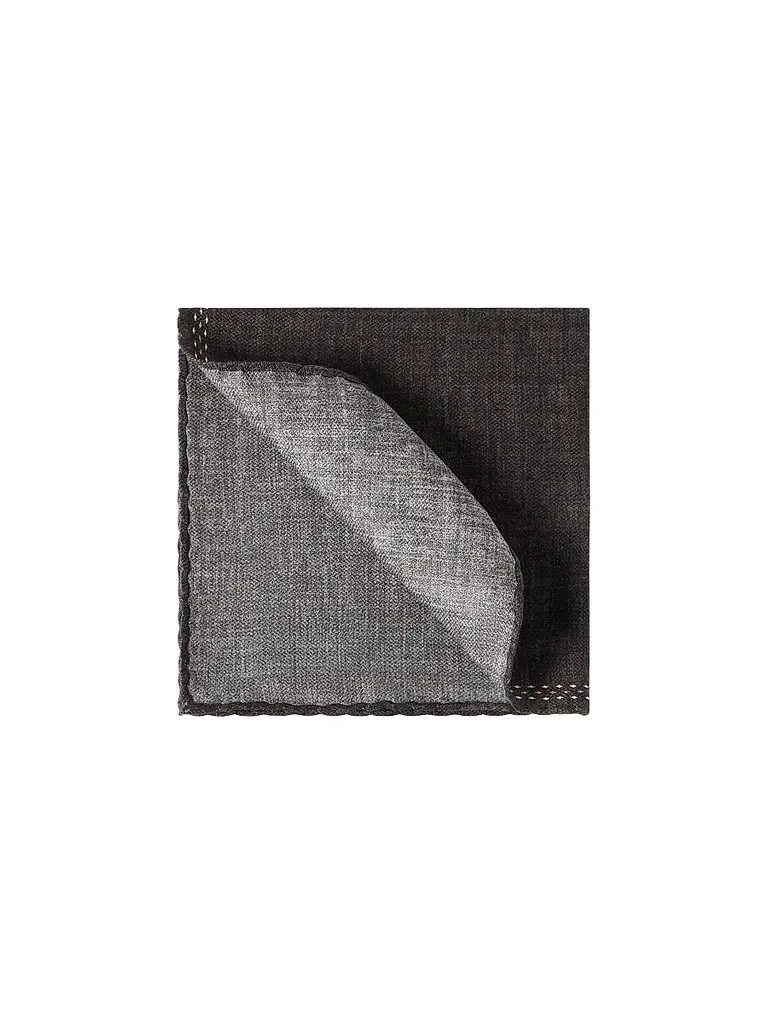 Brunello Cucinelli Men's Silk Pocket Square with Printed Logo - Dark Grey | Image 1 Brunello Cucinelli Men's Silk Pocket Square with Printed Logo - Dark Grey | Image 1