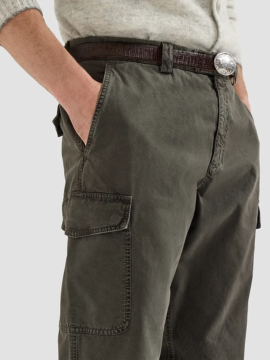 Brunello Cucinelli Men's Peached Cotton Gabardine Trousers with Cargo Pockets - Brown | Thumbnail 6
