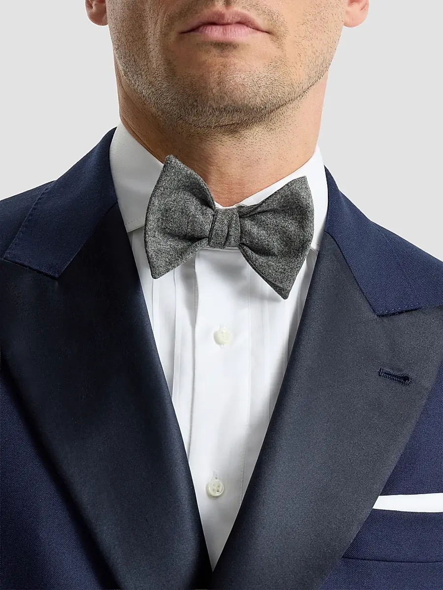 Brunello Cucinelli Men's Wool, Silk and Cashmere Lightweight Flannel Bow Tie | Thumbnail 3 Brunello Cucinelli Men's Wool, Silk and Cashmere Lightweight Flannel Bow Tie | Thumbnail 3