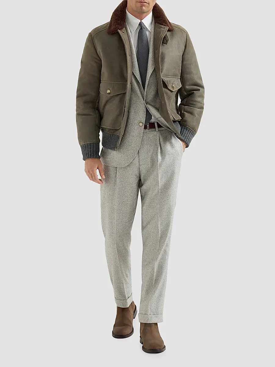 Brunello Cucinelli Men's Silk and Cashmere Cavalry Tweed Deconstructed Blazer | Thumbnail 2