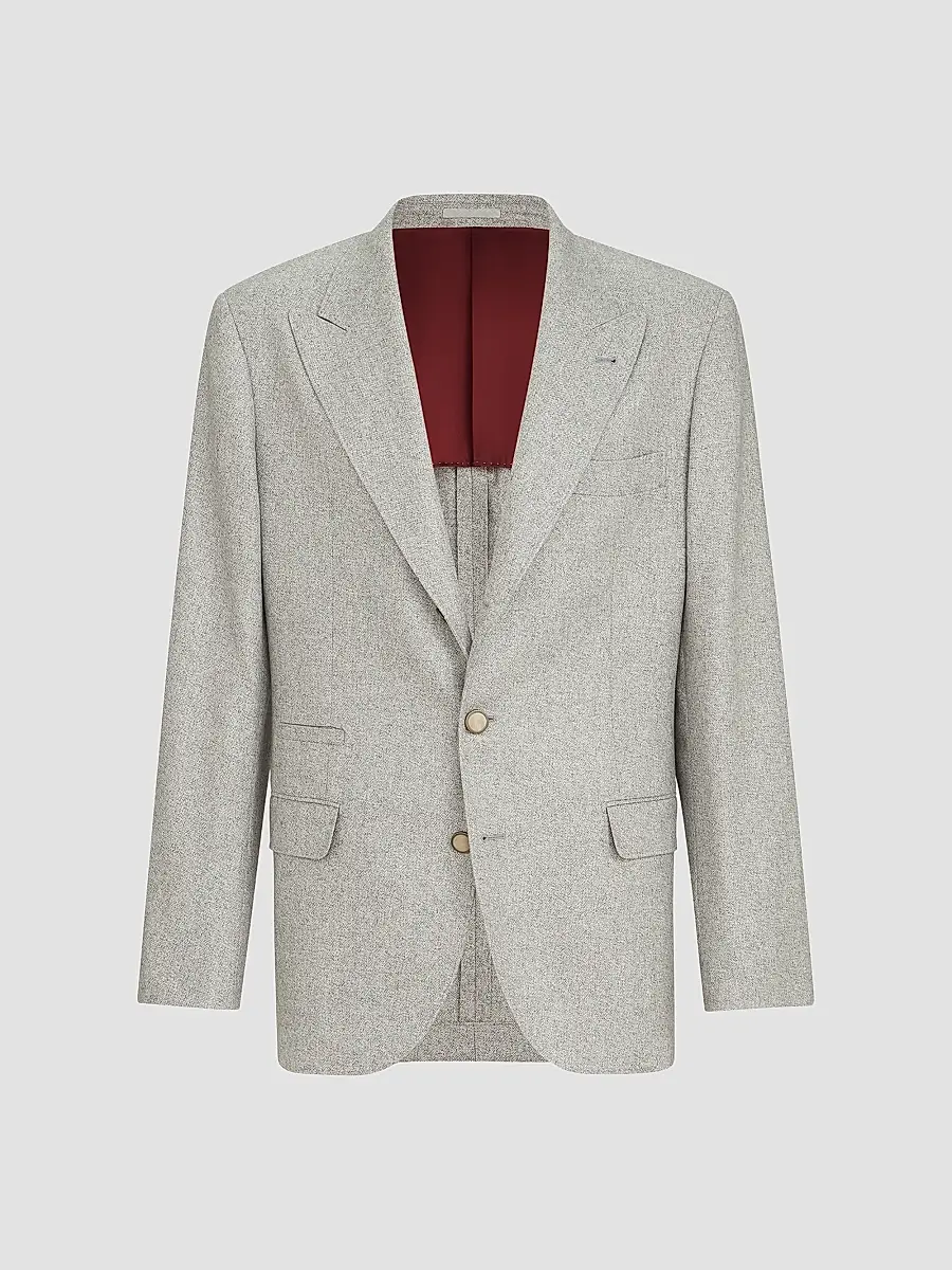 Brunello Cucinelli Men's Silk and Cashmere Cavalry Tweed Deconstructed Blazer | Thumbnail 3