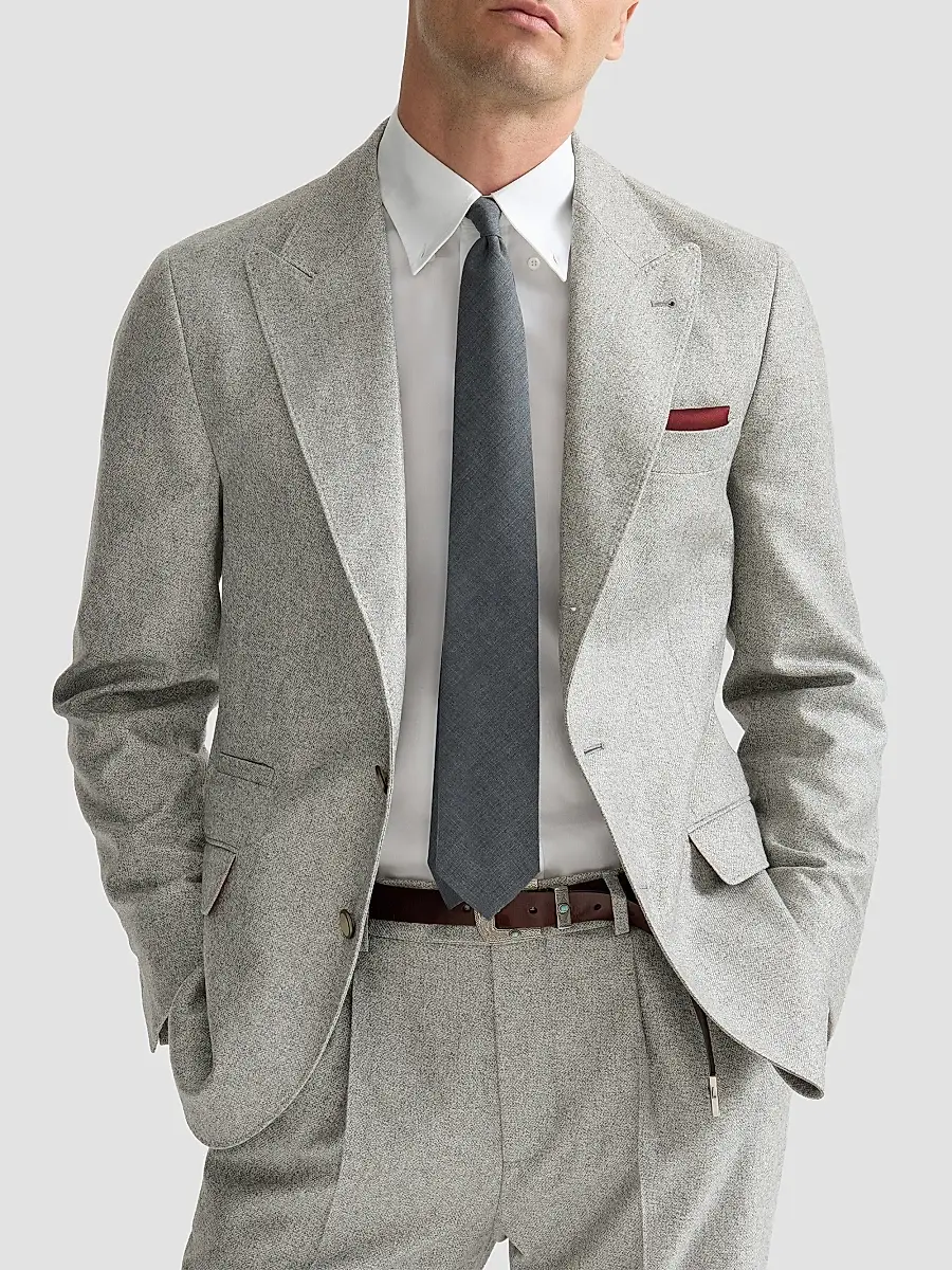 Brunello Cucinelli Men's Silk and Cashmere Cavalry Tweed Deconstructed Blazer | Thumbnail 6