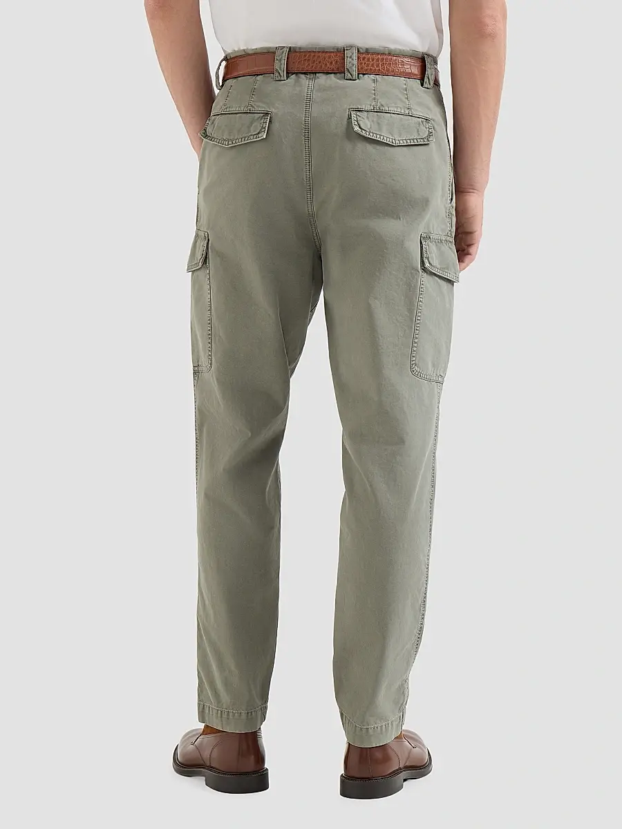 Brunello Cucinelli Men's Peached Cotton Gabardine Trousers with Cargo Pockets - Military | Thumbnail 5 Brunello Cucinelli Men's Peached Cotton Gabardine Trousers with Cargo Pockets - Military | Thumbnail 5