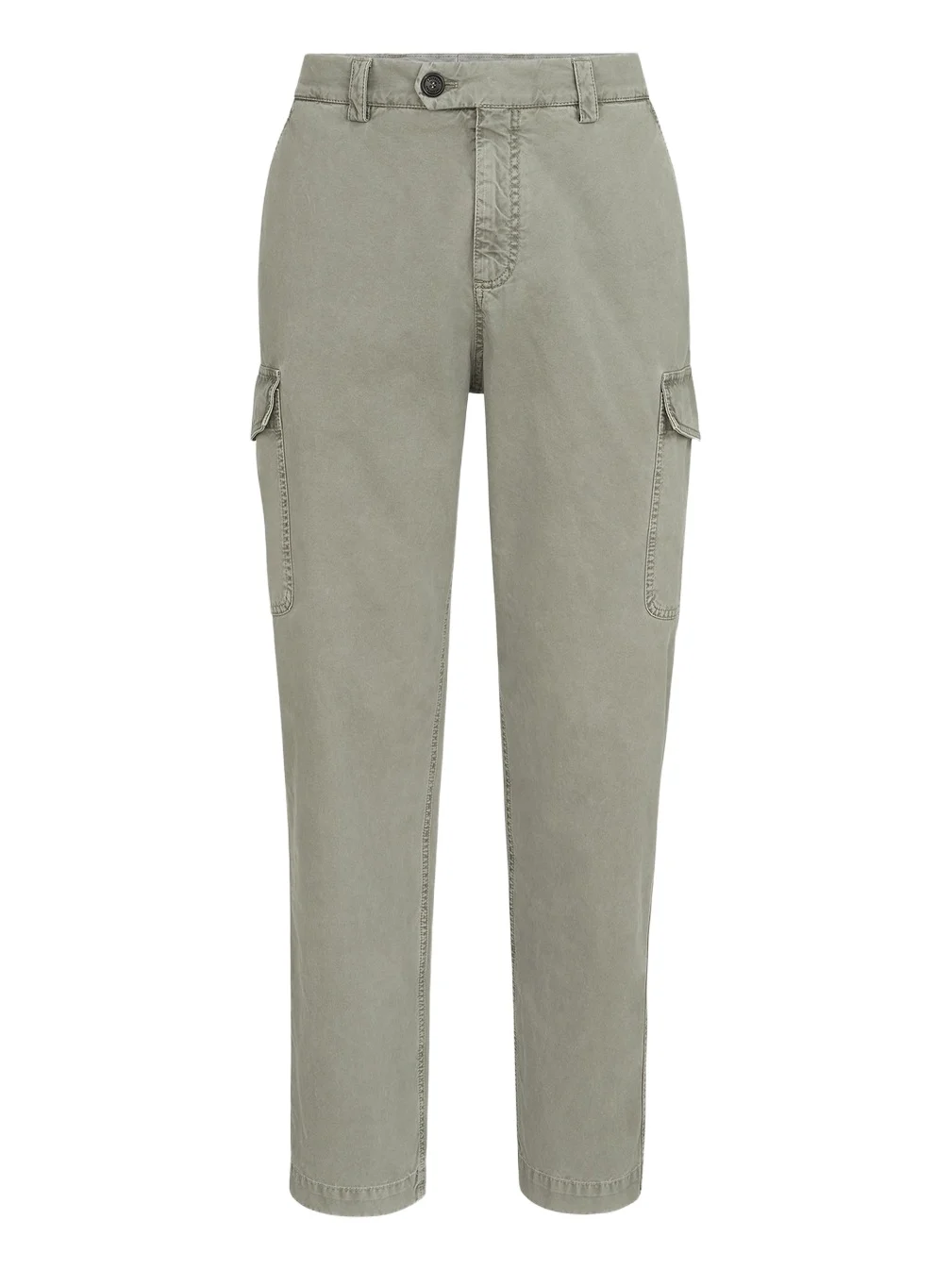 Men's Peached Cotton Gabardine Trousers with Cargo Pockets - Military Men's Peached Cotton Gabardine Trousers with Cargo Pockets - Military