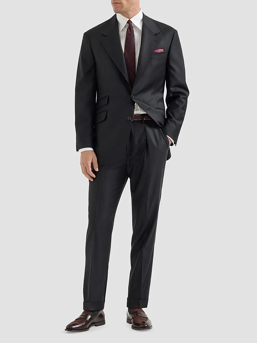 Brunello Cucinelli Men's Super 150s Virgin Wool Four Season Batavia Trousers | Thumbnail 2 Brunello Cucinelli Men's Super 150s Virgin Wool Four Season Batavia Trousers | Thumbnail 2