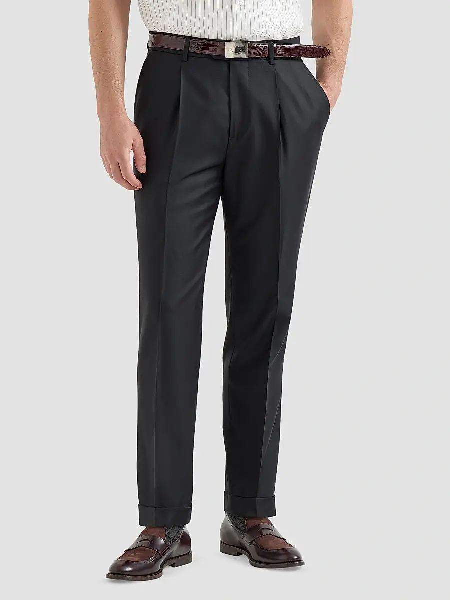 Brunello Cucinelli Men's Super 150s Virgin Wool Four Season Batavia Trousers | Thumbnail 3 Brunello Cucinelli Men's Super 150s Virgin Wool Four Season Batavia Trousers | Thumbnail 3