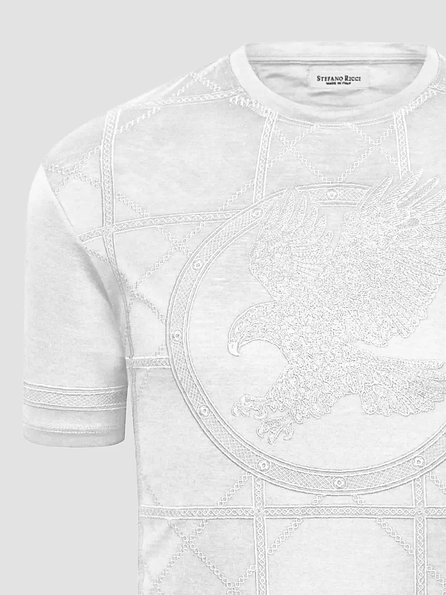 Stefano Ricci Men's Embroidered Cotton T-Shirt | Thumbnail 2