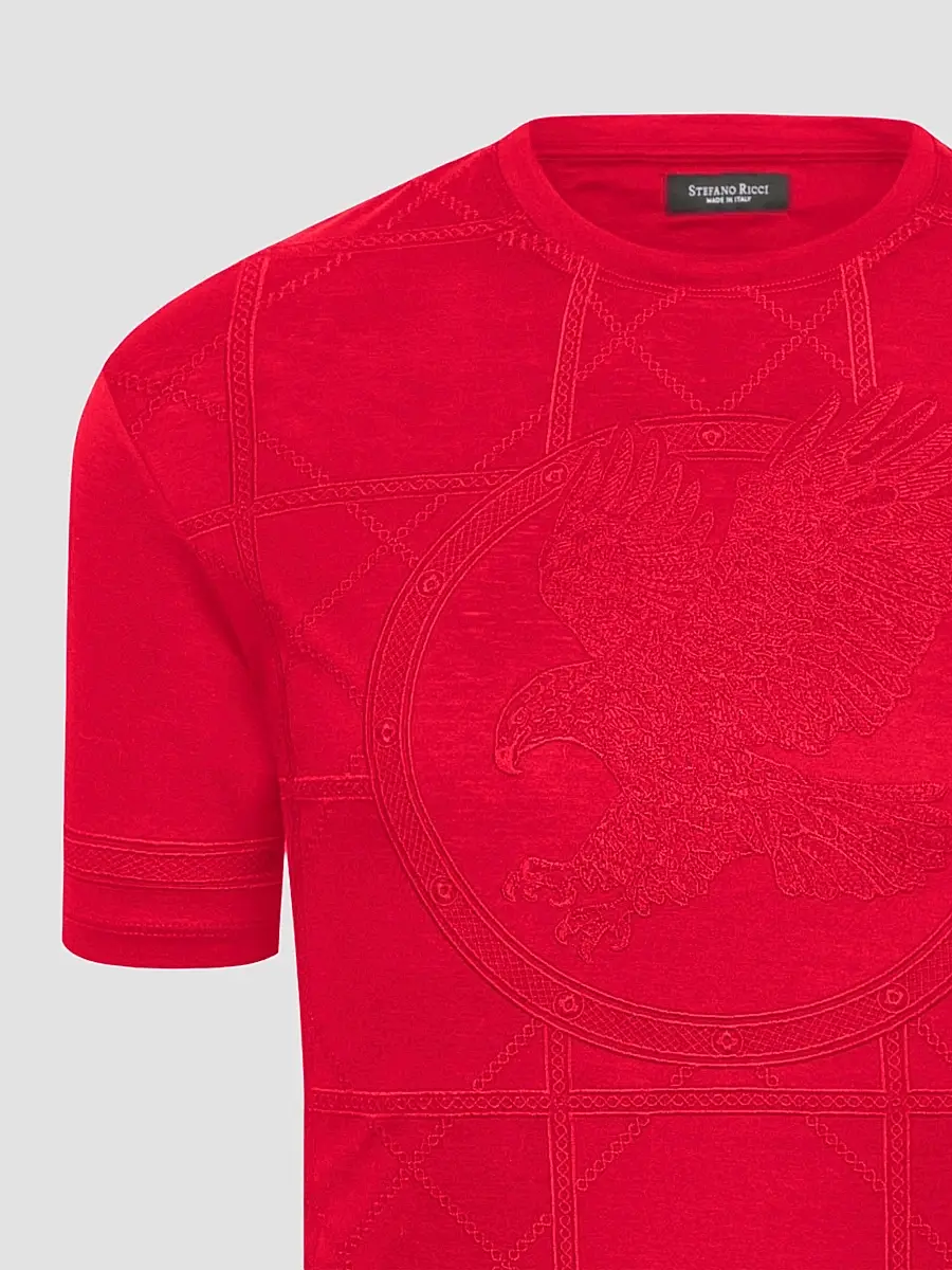 Stefano Ricci Men's Embroidered Cotton T-Shirt | Thumbnail 2 Stefano Ricci Men's Embroidered Cotton T-Shirt | Thumbnail 2
