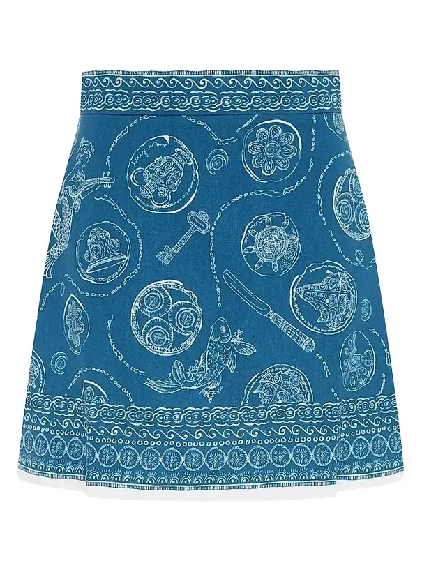 Women's Lucky Printed Linen Mini Skirt Women's Lucky Printed Linen Mini Skirt