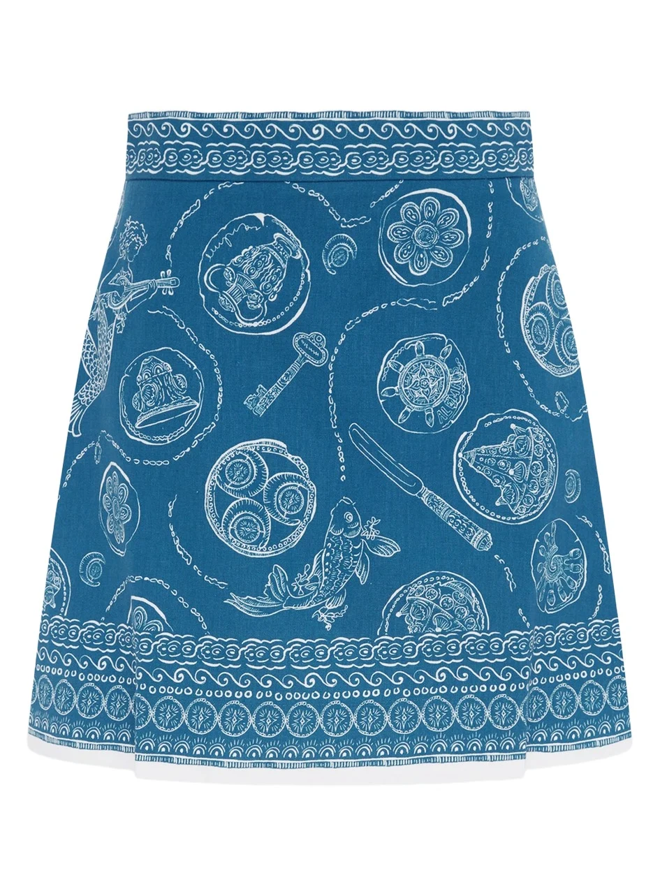 Women's Lucky Printed Linen Mini Skirt Women's Lucky Printed Linen Mini Skirt