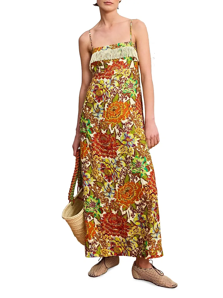 ALÉMAIS Women's Lana Floral Linen Maxi Dress | Thumbnail 2 ALÉMAIS Women's Lana Floral Linen Maxi Dress | Thumbnail 2