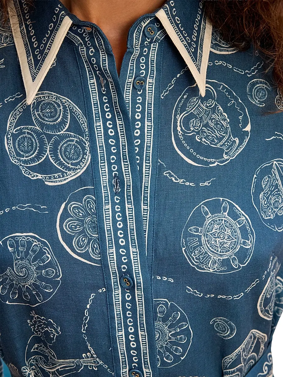 ALÉMAIS Women's Lucky Printed Linen Mini Dress | Thumbnail 6