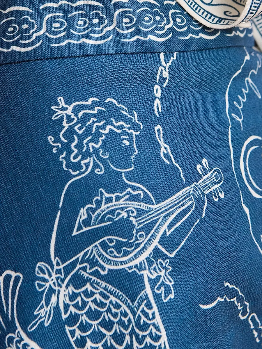 ALÉMAIS Women's Lucky Printed Linen Mini Dress | Thumbnail 7