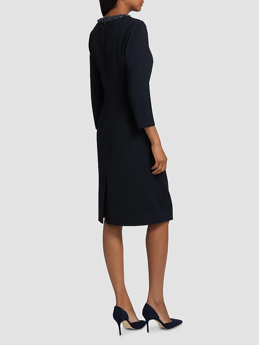 Teri Jon by Rickie Freeman Women's Sequinned Crepe Sheath Knee-Length Dress | Thumbnail 5