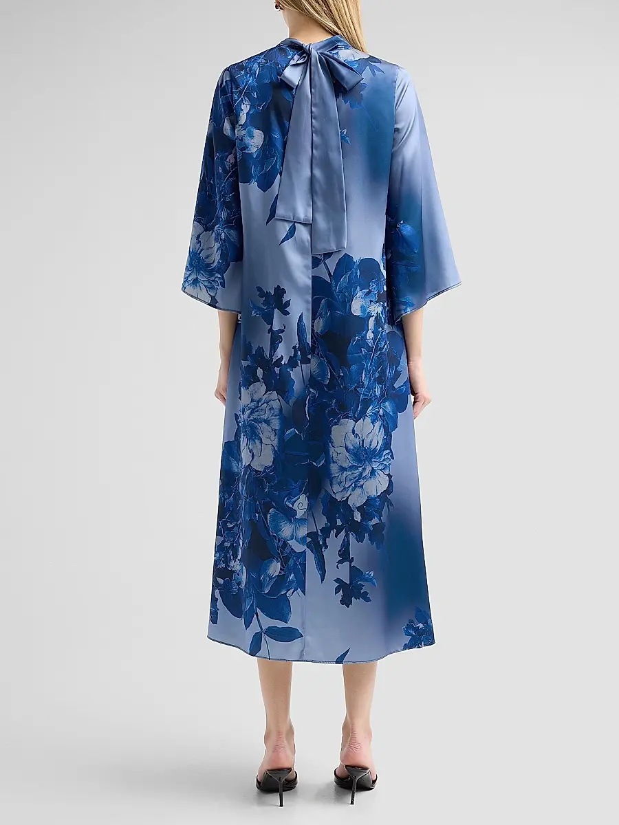 Teri Jon by Rickie Freeman Women's Floral Twill Midi Dress | Thumbnail 3 Teri Jon by Rickie Freeman Women's Floral Twill Midi Dress | Thumbnail 3