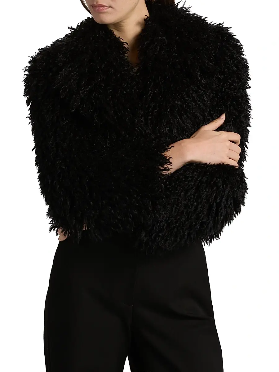 L'Agence Women's Aura Faux-Fur Cropped Coat | Thumbnail 3 L'Agence Women's Aura Faux-Fur Cropped Coat | Thumbnail 3