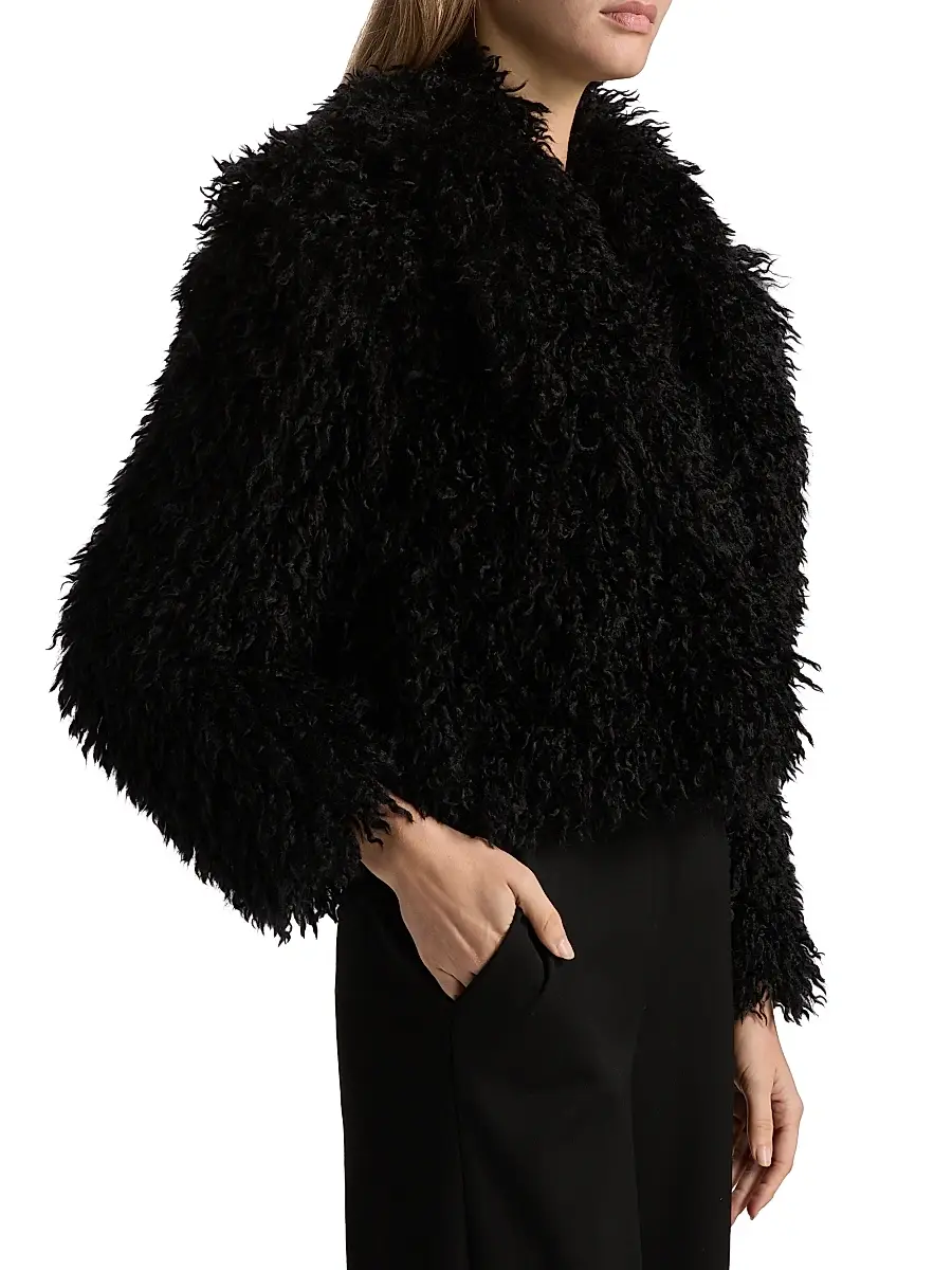 L'Agence Women's Aura Faux-Fur Cropped Coat | Thumbnail 4 L'Agence Women's Aura Faux-Fur Cropped Coat | Thumbnail 4