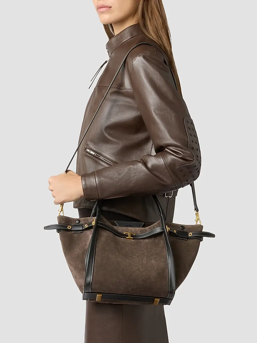 Tod's Women's Suede Small Shopping Bag | Thumbnail 3 Tod's Women's Suede Small Shopping Bag | Thumbnail 3