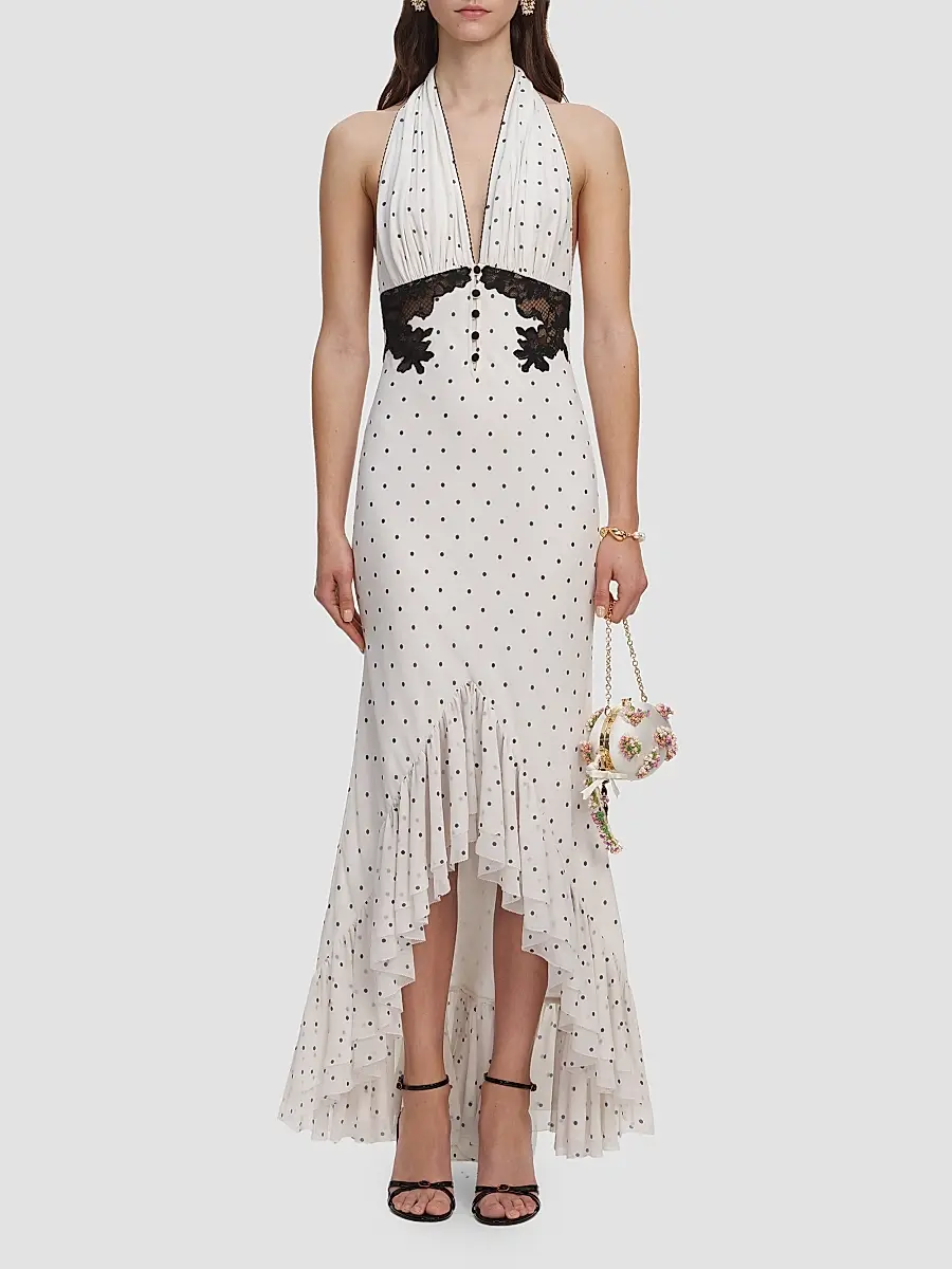 Self-Portrait Women's Polka Dot Halterneck High-Low Maxi Dress | Thumbnail 2 Self-Portrait Women's Polka Dot Halterneck High-Low Maxi Dress | Thumbnail 2