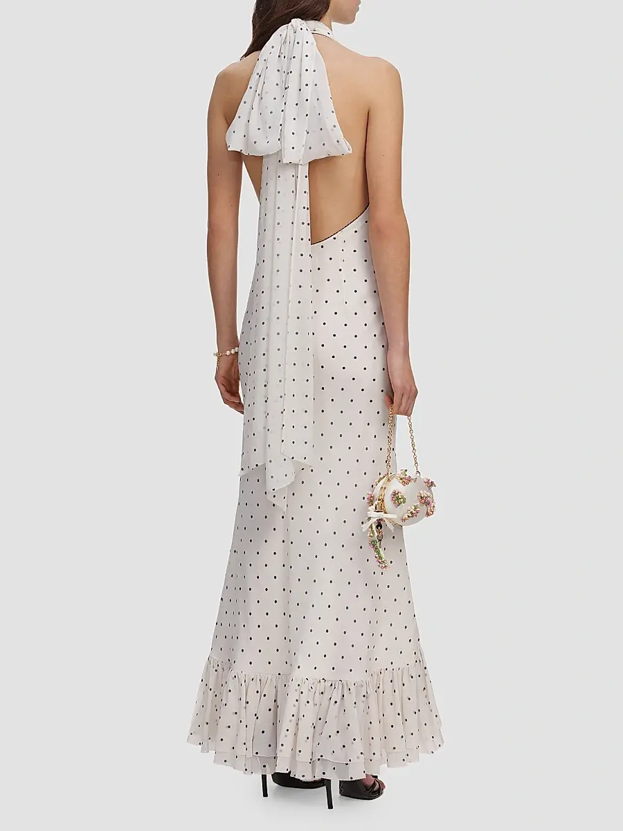 Self-Portrait Women's Polka Dot Halterneck High-Low Maxi Dress | Thumbnail 3 Self-Portrait Women's Polka Dot Halterneck High-Low Maxi Dress | Thumbnail 3
