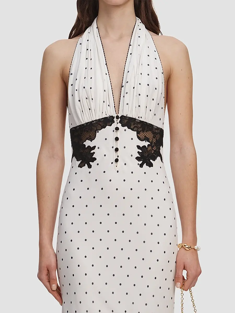 Self-Portrait Women's Polka Dot Halterneck High-Low Maxi Dress | Thumbnail 5 Self-Portrait Women's Polka Dot Halterneck High-Low Maxi Dress | Thumbnail 5