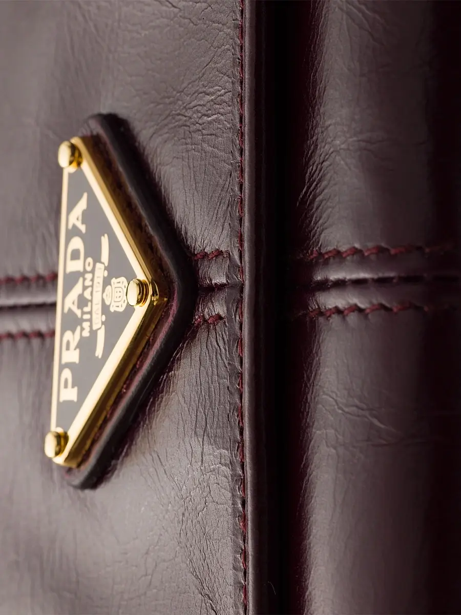 Prada Women's Leather Wallet with Shoulder Strap - Dark Red | Thumbnail 6 Prada Women's Leather Wallet with Shoulder Strap - Dark Red | Thumbnail 6