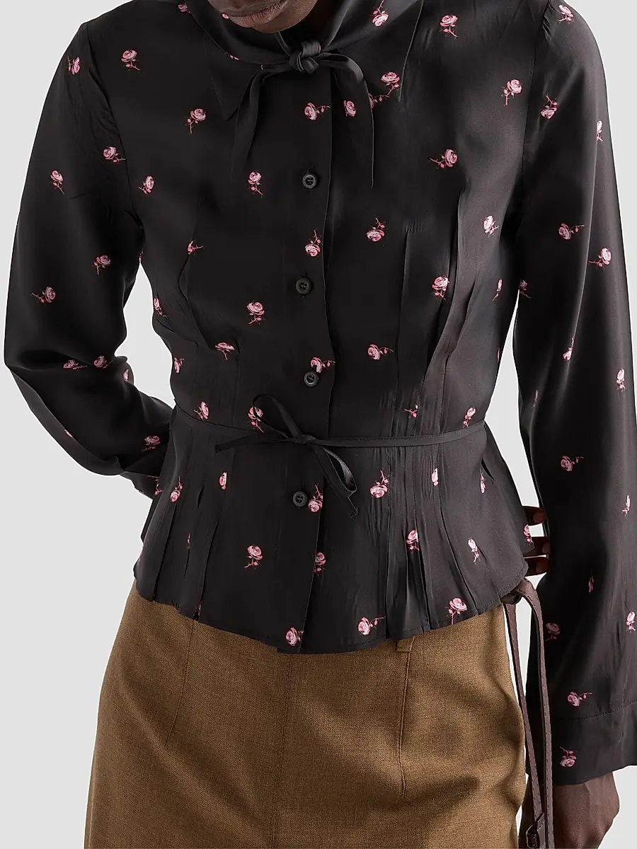 Prada Women's Washed Silk Shirt | Thumbnail 3 Prada Women's Washed Silk Shirt | Thumbnail 3