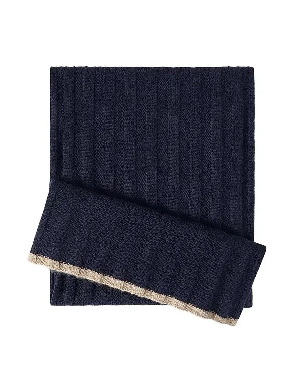 Men's Cashmere Rib Knit Scarf