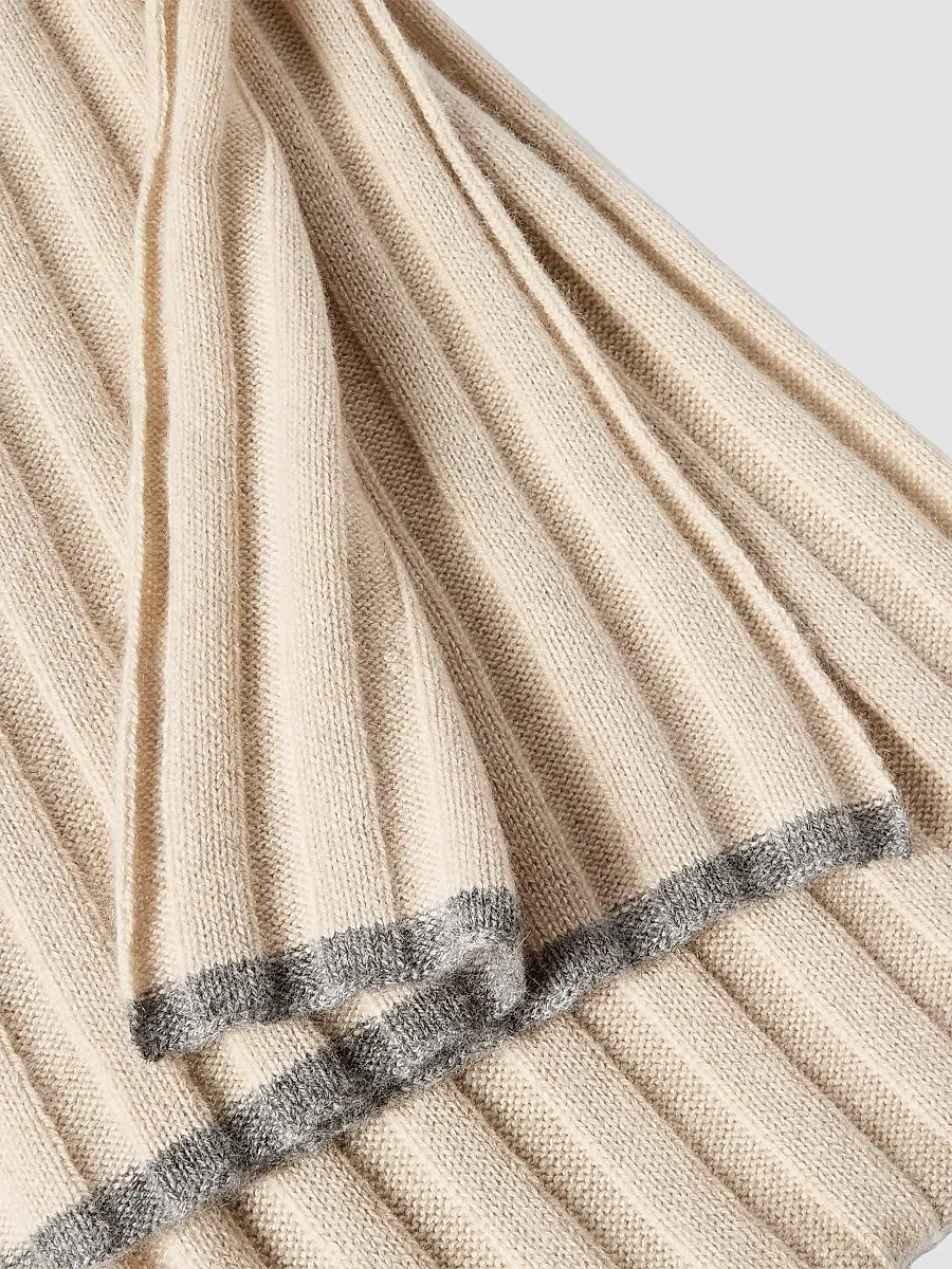 Brunello Cucinelli Men's Cashmere Rib Knit Scarf | Thumbnail 3 Brunello Cucinelli Men's Cashmere Rib Knit Scarf | Thumbnail 3