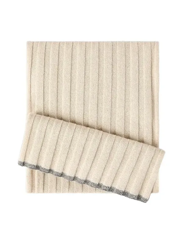 Brunello Cucinelli Men's Cashmere Rib Knit Scarf
