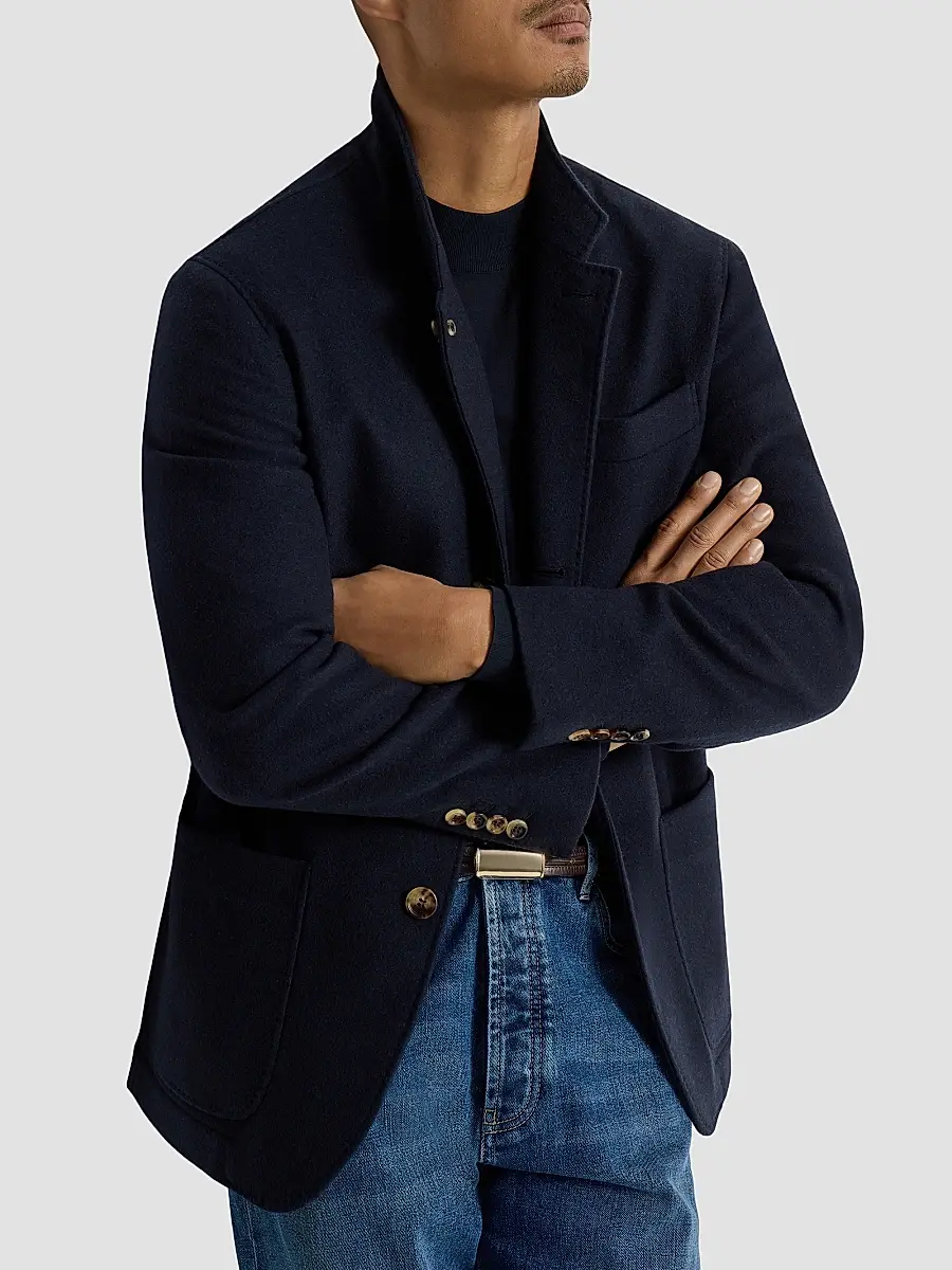 Brunello Cucinelli Men's Lightweight Water-Resistant Cashmere Outerwear Blazer | Thumbnail 5 Brunello Cucinelli Men's Lightweight Water-Resistant Cashmere Outerwear Blazer | Thumbnail 5