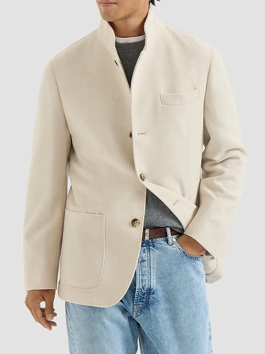 Brunello Cucinelli Men's Lightweight Water-Resistant Cashmere Outerwear Blazer | Thumbnail 3 Brunello Cucinelli Men's Lightweight Water-Resistant Cashmere Outerwear Blazer | Thumbnail 3