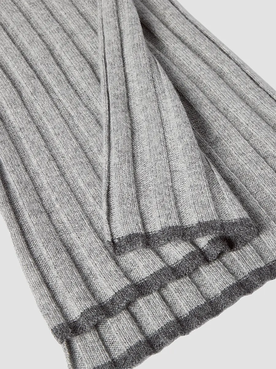 Brunello Cucinelli Men's Cashmere Rib Knit Scarf | Thumbnail 3 Brunello Cucinelli Men's Cashmere Rib Knit Scarf | Thumbnail 3