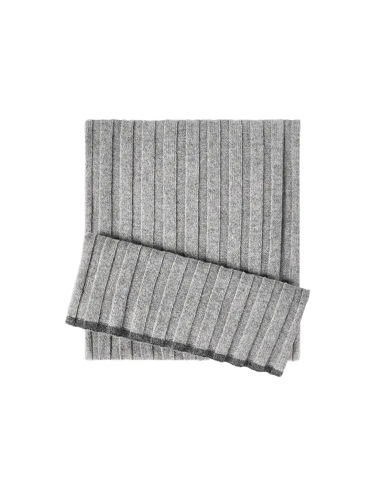 Brunello Cucinelli Men's Cashmere Rib Knit Scarf - Light Grey | Image 1 Brunello Cucinelli Men's Cashmere Rib Knit Scarf - Light Grey | Image 1