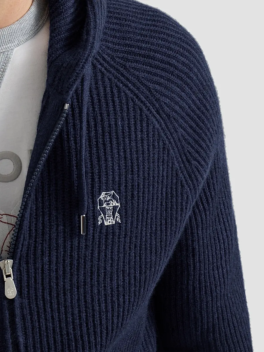 Brunello Cucinelli Men's Cashmere English Rib Hooded Knit Sweatshirt | Thumbnail 6 Brunello Cucinelli Men's Cashmere English Rib Hooded Knit Sweatshirt | Thumbnail 6