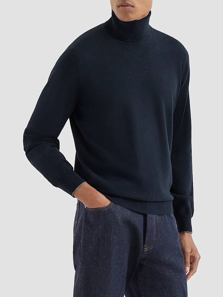 Brunello Cucinelli Men's Cashmere Turtleneck Sweater | Thumbnail 3