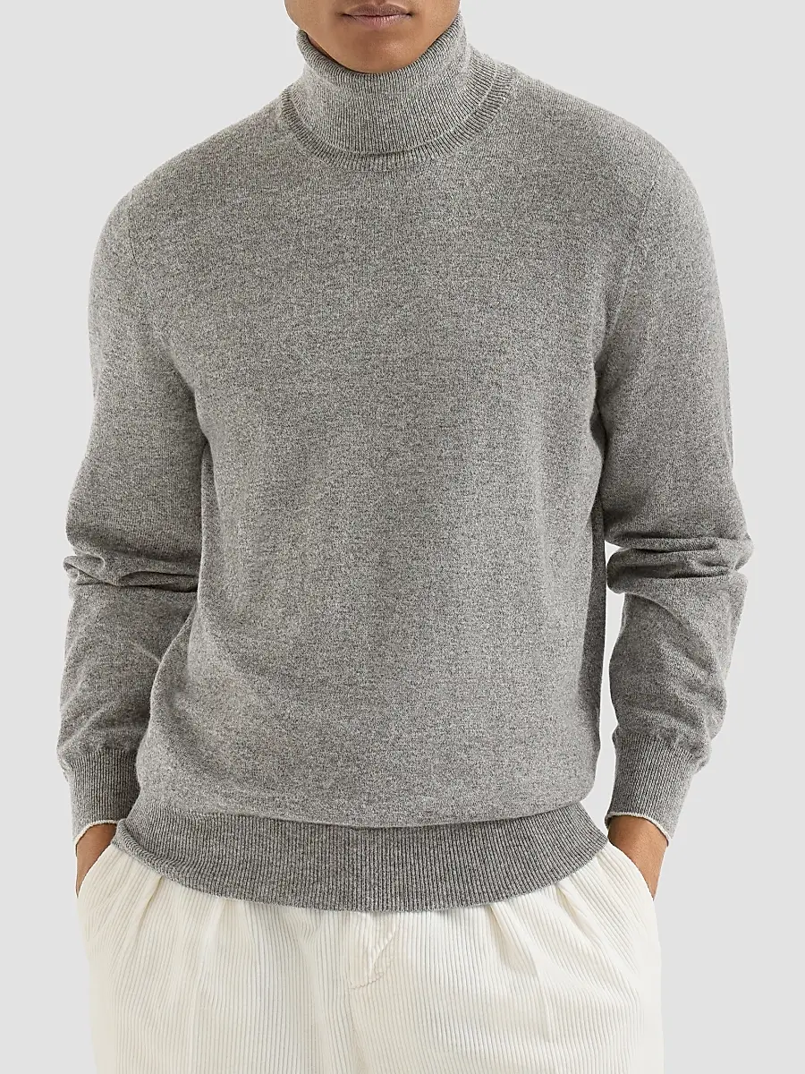 Brunello Cucinelli Men's Cashmere Turtleneck Sweater | Thumbnail 2 Brunello Cucinelli Men's Cashmere Turtleneck Sweater | Thumbnail 2