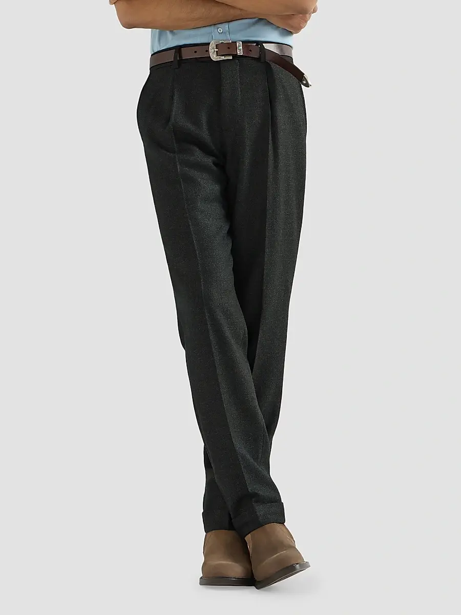 Brunello Cucinelli Men's Virgin Wool Mouliné Twill Trousers with Pleats - Anthracite | Thumbnail 5