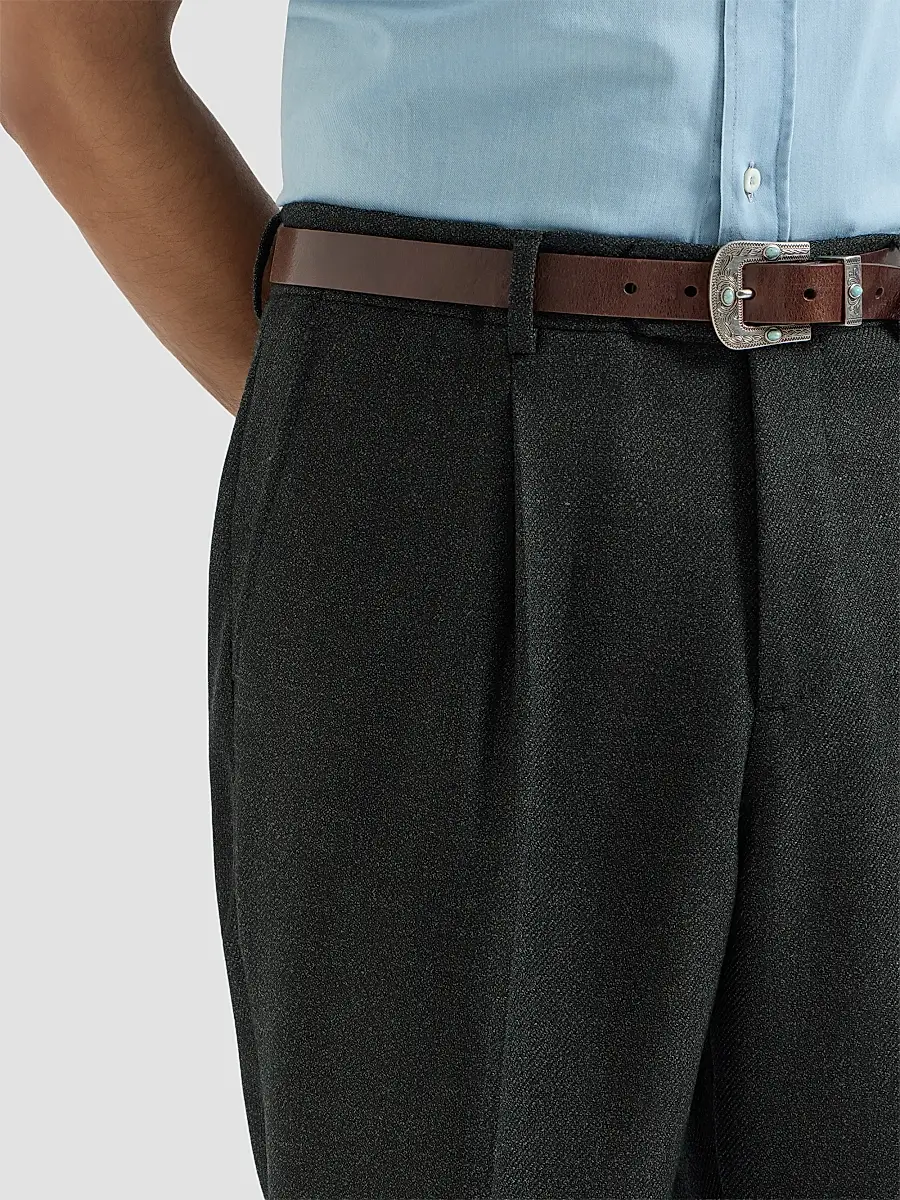 Brunello Cucinelli Men's Virgin Wool Mouliné Twill Trousers with Pleats - Anthracite | Thumbnail 6