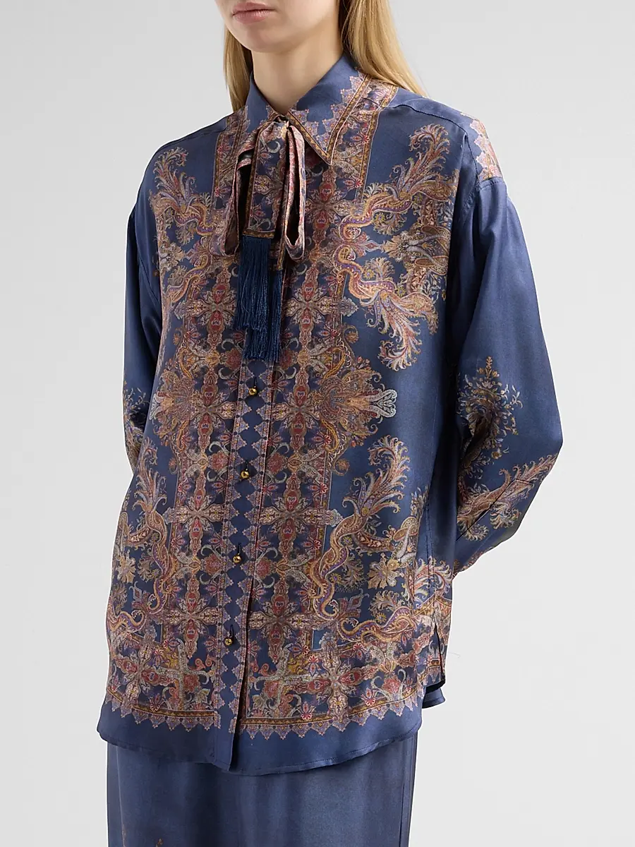 Zimmermann Women's Valiant Paisley Silk Relaxed Shirt | Thumbnail 4