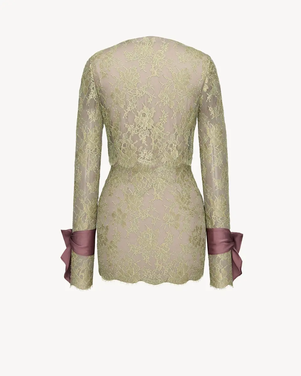 Yves Saint Laurent lavallière-cuff mini dress in lace | Thumbnail 3 Yves Saint Laurent lavallière-cuff mini dress in lace | Thumbnail 3