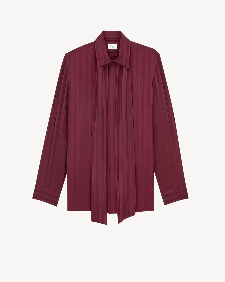 Yves Saint Laurent Cassandre lavallière blouse in striped silk jacquard | Thumbnail 3 Yves Saint Laurent Cassandre lavallière blouse in striped silk jacquard | Thumbnail 3