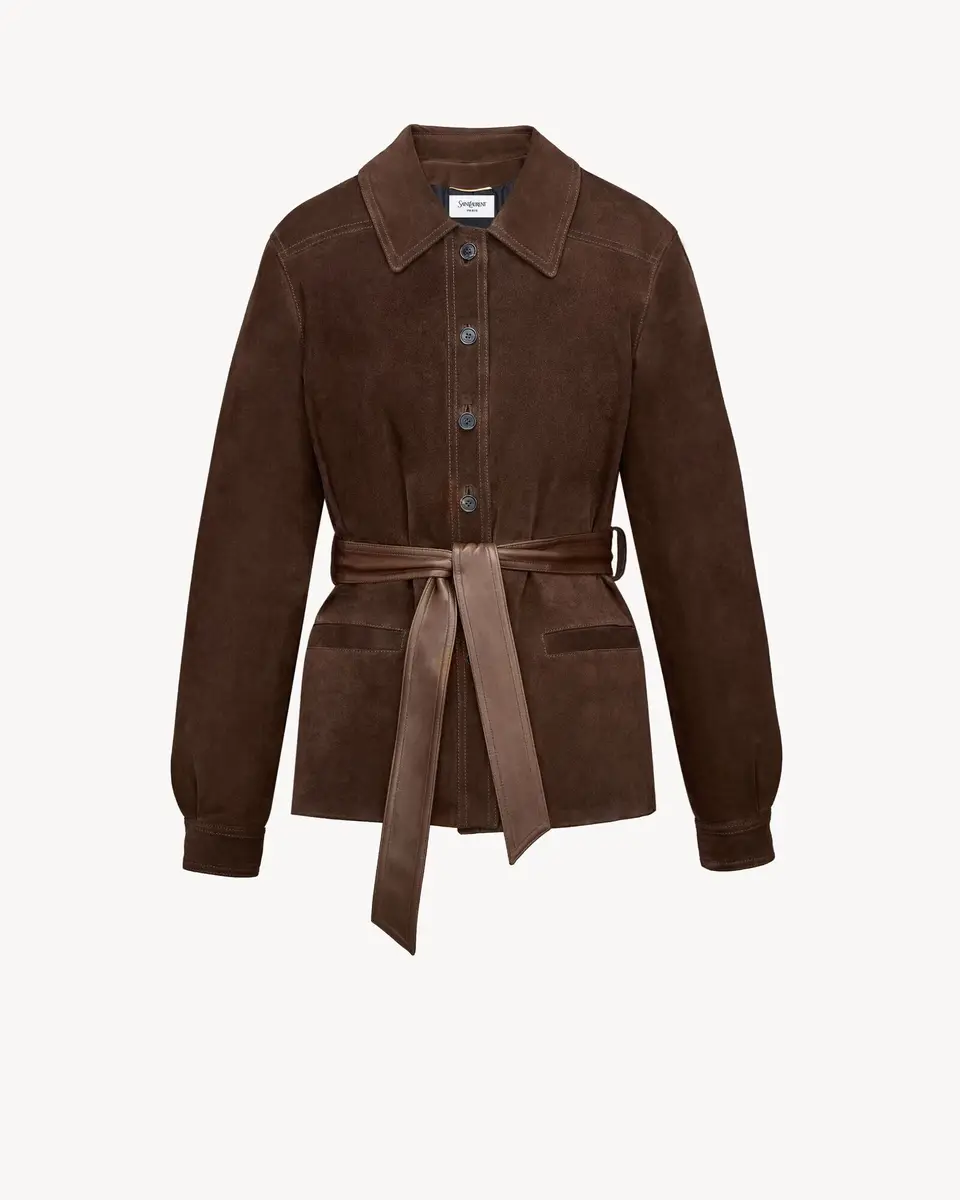 Yves Saint Laurent belted jacket in suede and shearling | Thumbnail 3 Yves Saint Laurent belted jacket in suede and shearling | Thumbnail 3