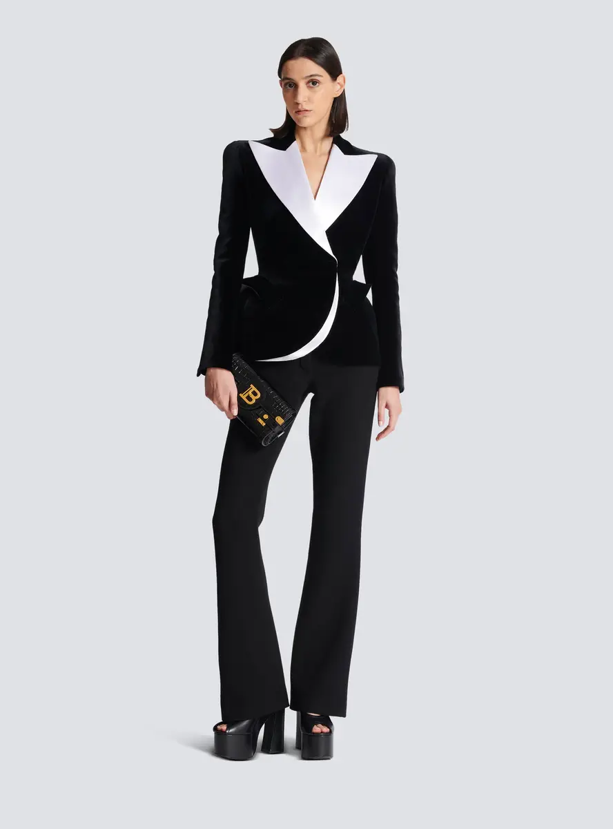 Balmain Structured jacket in velvet and satin | Thumbnail 2
