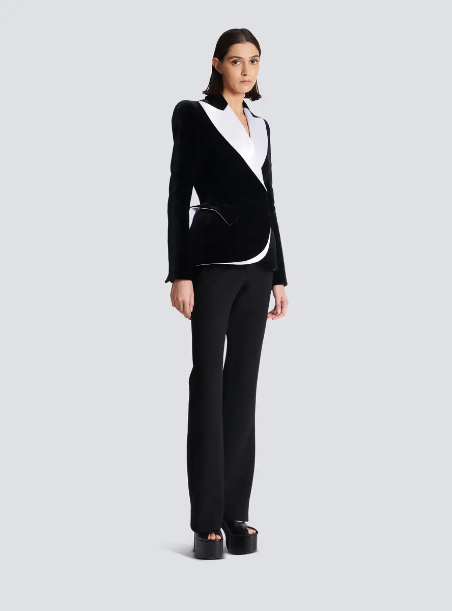 Balmain Structured jacket in velvet and satin | Thumbnail 3