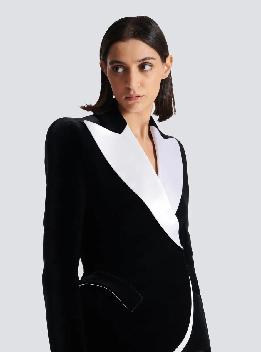 Balmain Structured jacket in velvet and satin | Thumbnail 6