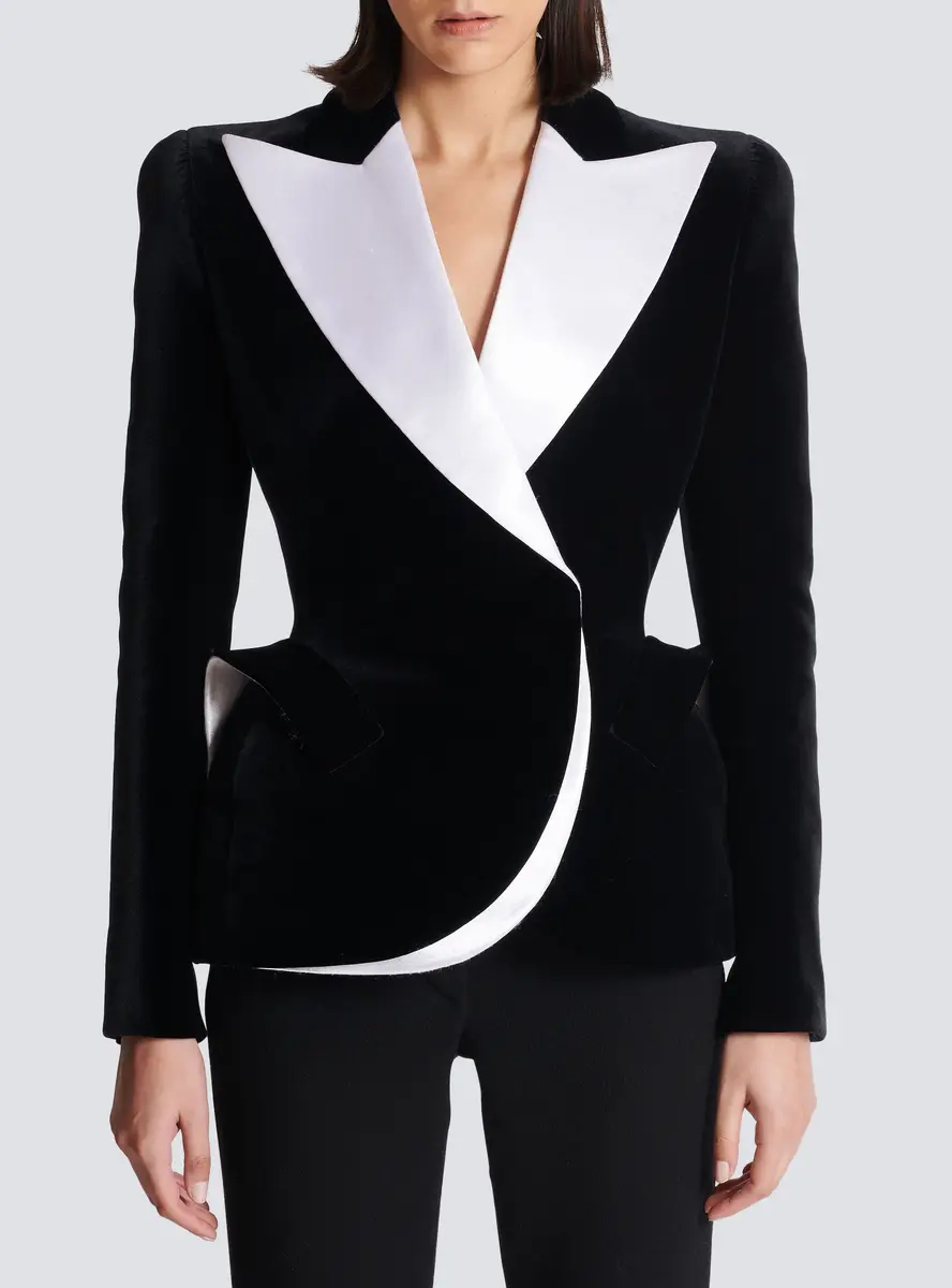 Balmain Structured jacket in velvet and satin | Thumbnail 7
