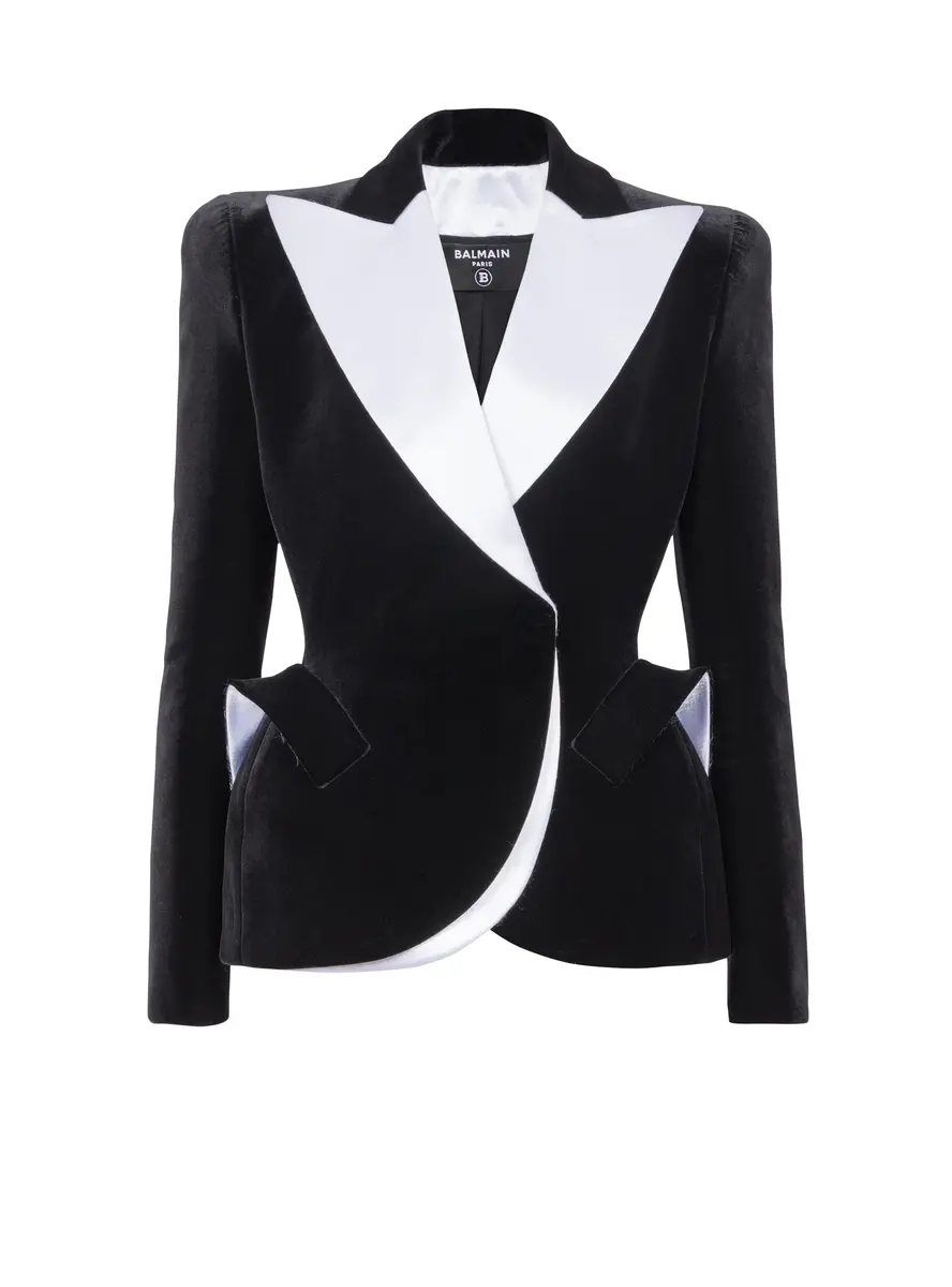 Balmain Structured jacket in velvet and satin