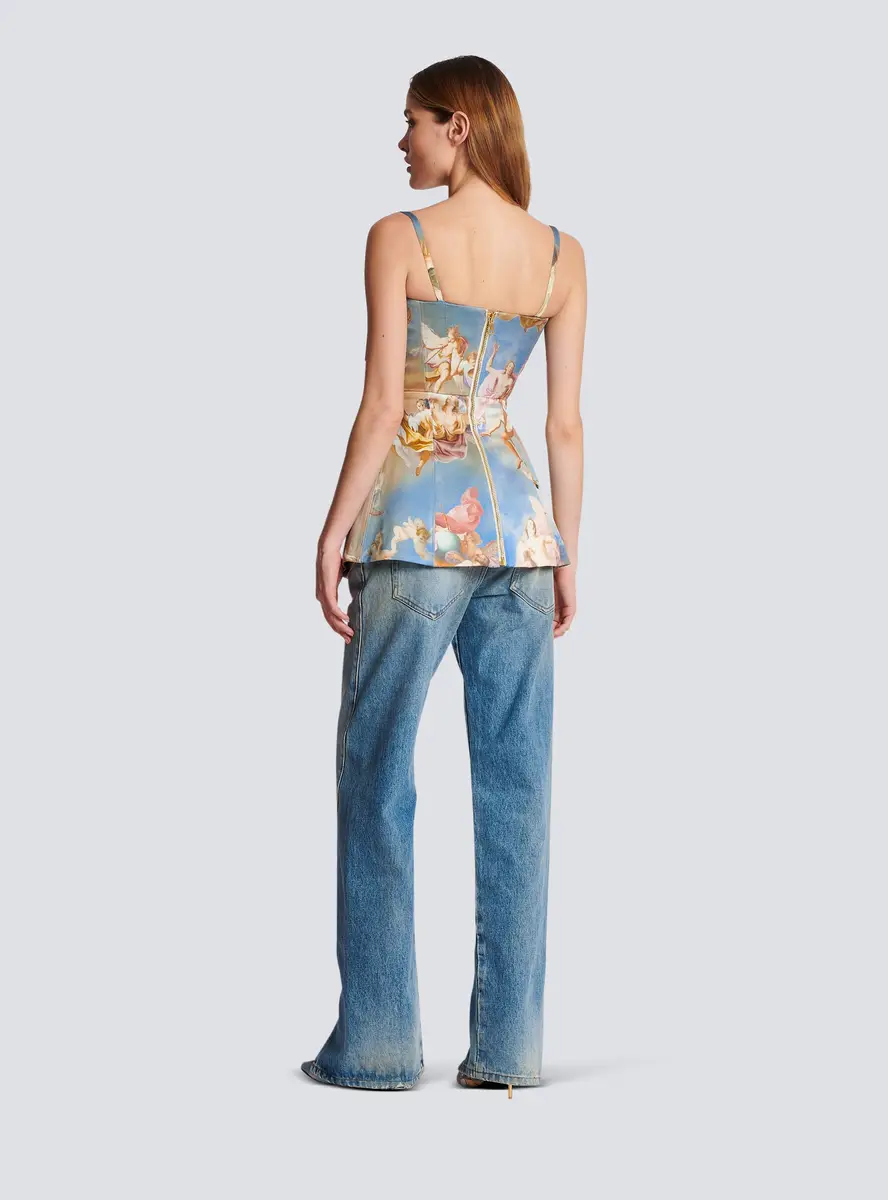 Balmain Sky printed satin corset top | Thumbnail 4 Balmain Sky printed satin corset top | Thumbnail 4