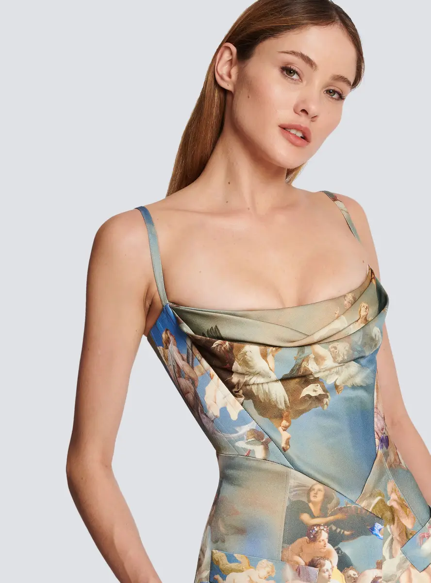 Balmain Sky printed satin corset top | Thumbnail 6 Balmain Sky printed satin corset top | Thumbnail 6